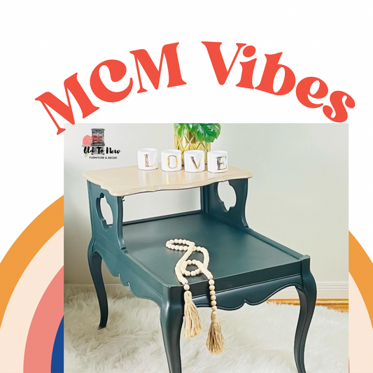 Two Tier Green and Natural Wood End Table A Modern Traditional Twist on with MCM Vibes