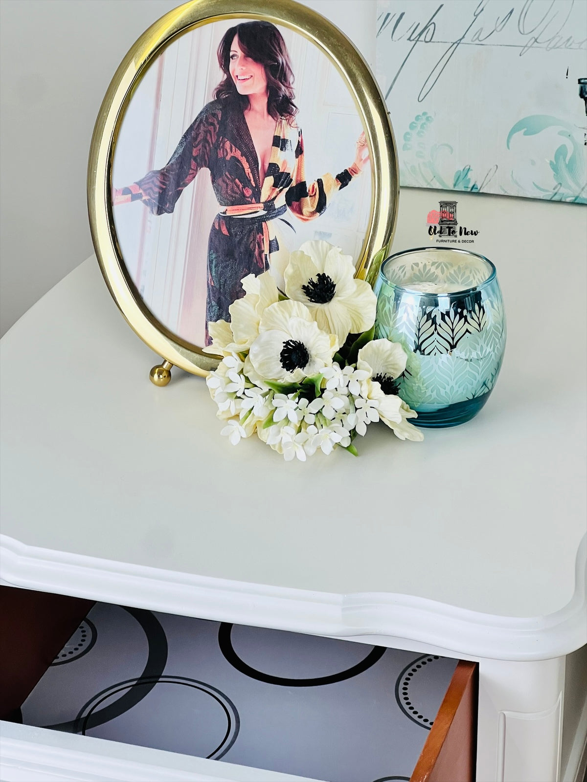 White French Provincial 1 Drawer End Tables Painted with Fusion Mineral Paint, Victorian Lace.