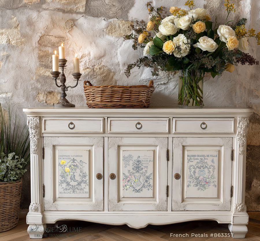 Hokus Pokus; French Petals – Mezzo Transfer ; old to new furniture & decor