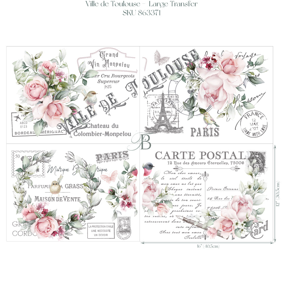 NEW Hokus Pokus; Ville De Toulouse – Large Transfer – 4 x Sheets, Forge & Blume