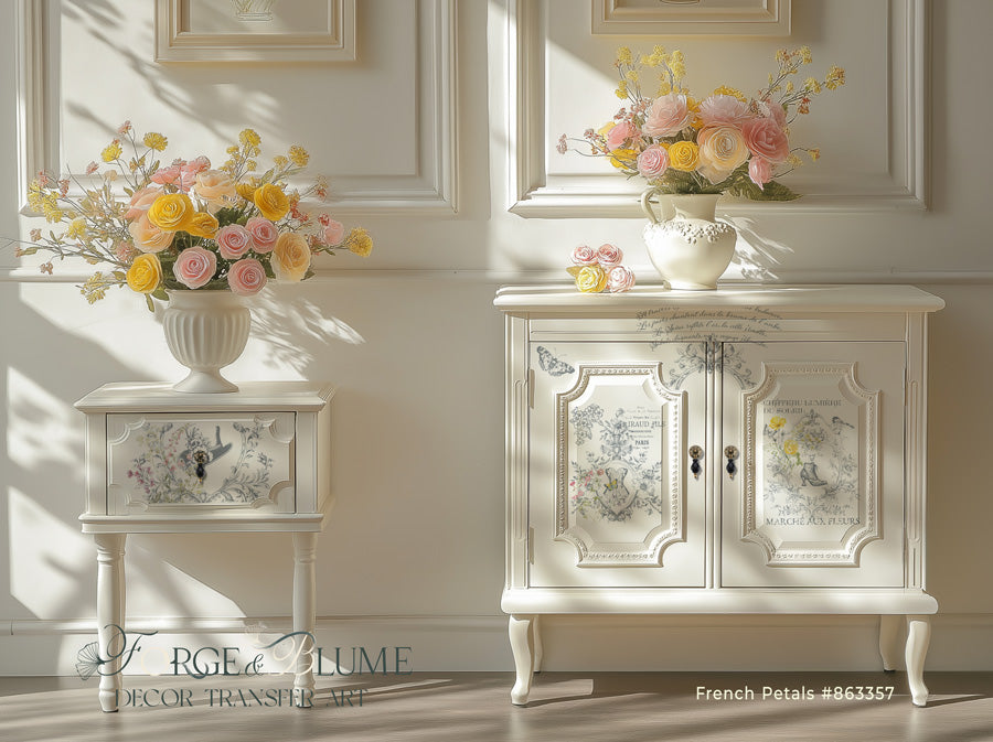 NEW Hokus Pokus; French Petals – Mezzo Transfer; old to new furniture & decor