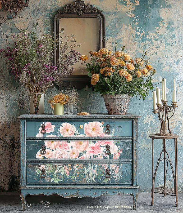 NEW Hokus Pokus; Fleur De Papier – Large Transfer – Forge & Blume; old to new furniture & decor