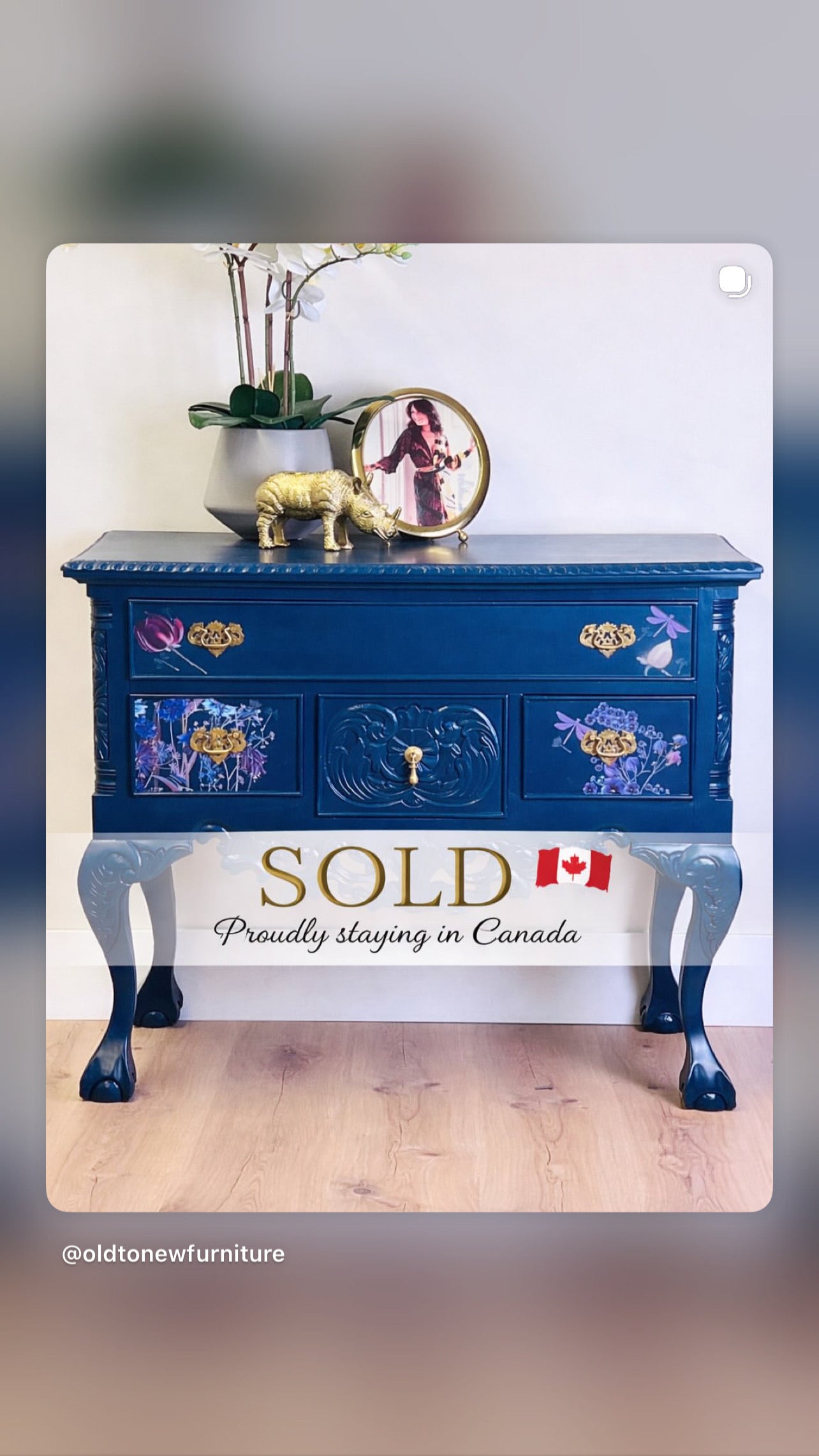 Refinished Sideboard with Hokus Pokus Miraculous Gardens Transfer