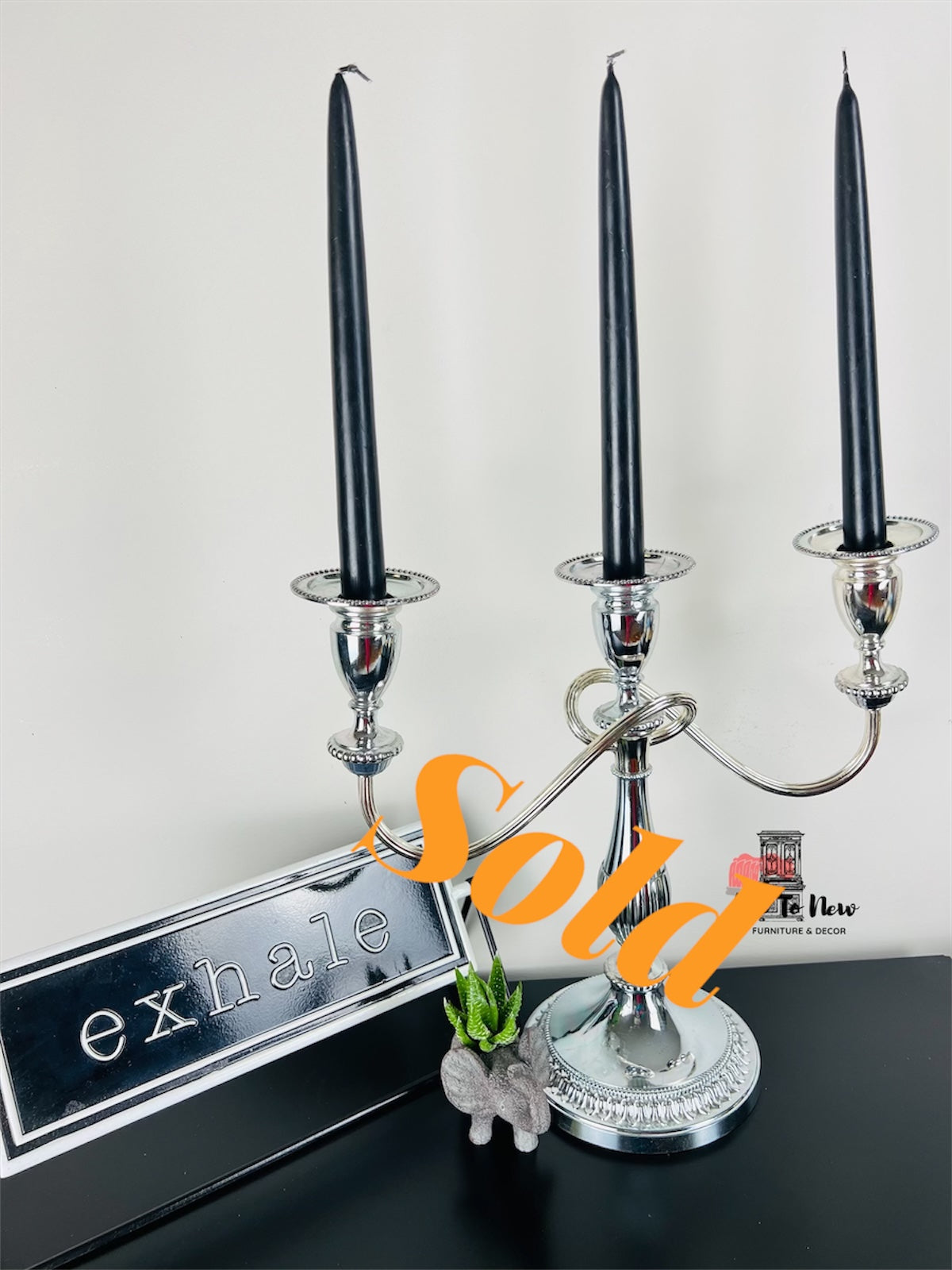 Polished Silver 3 Arm Twisted Candelabra Stand