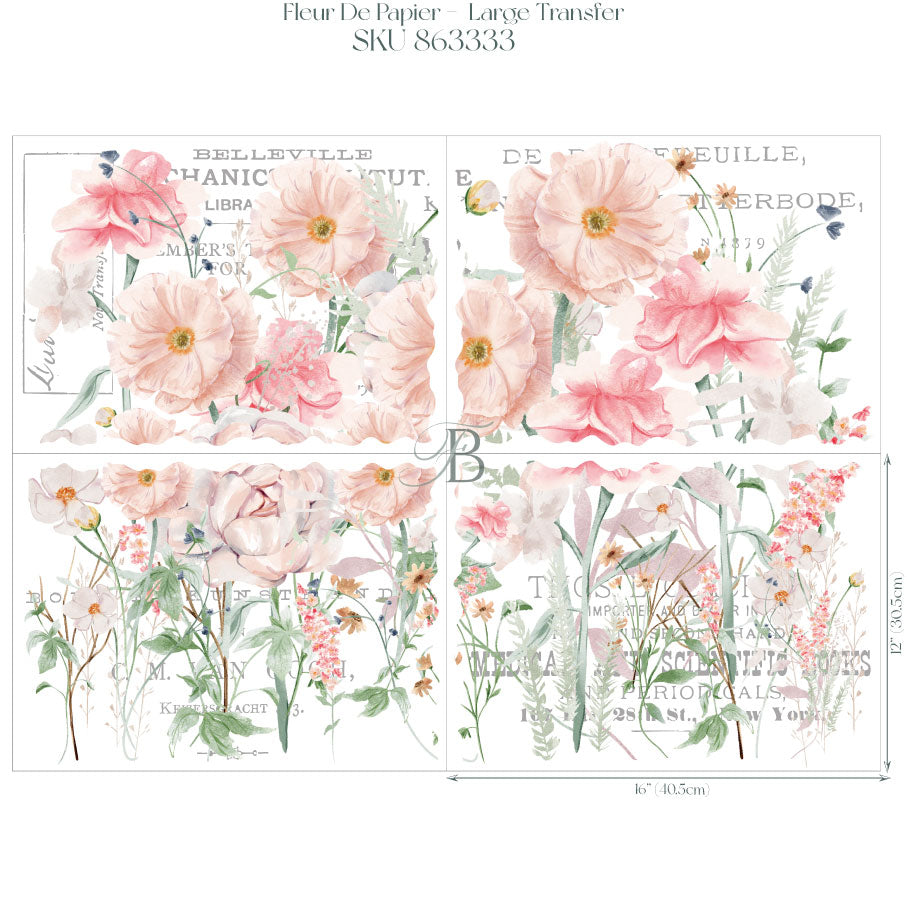 NEW Hokus Pokus; Fleur De Papier – Large Transfer, Forge & Blume; old to new furniture & decor