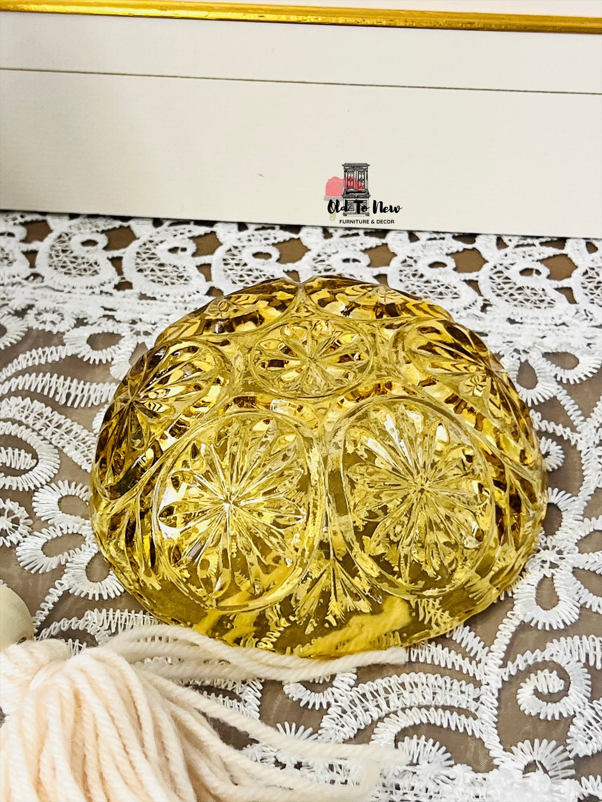 Vintage Yellow Amber Glass Bowl, Old to New Furniture & Decor, Canada