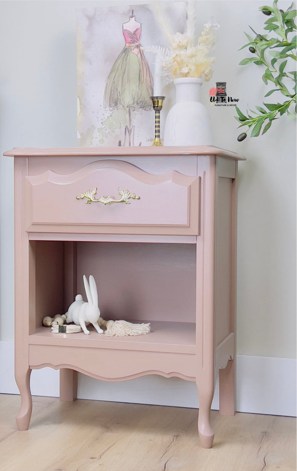 Nursery nightstand, Shabby chic nightstand; Old to New Furniture & Decor. Canadian Made Furniture
