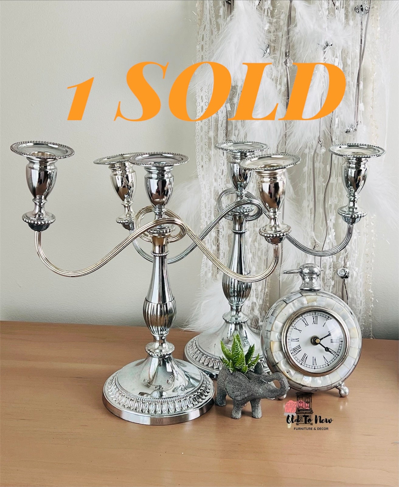 Polished Silver 3 Arm Twisted Candelabra Stand