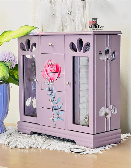 Elegant 5 Drawer Lavender Jewelry Storage Box; old new furniture & decor