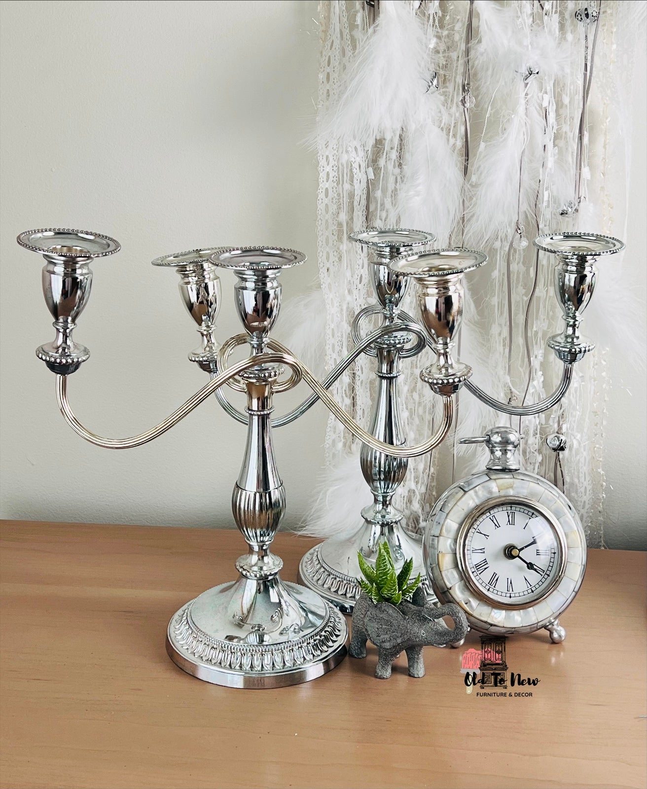 Polished Silver 3 Arm Twisted Candelabra Stand