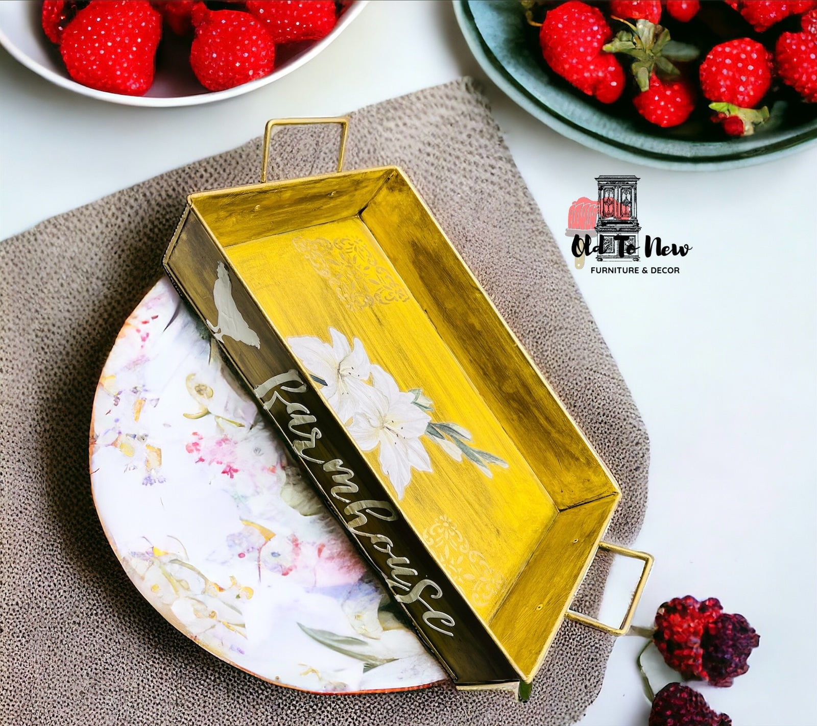 Metal Tray Painted yellow