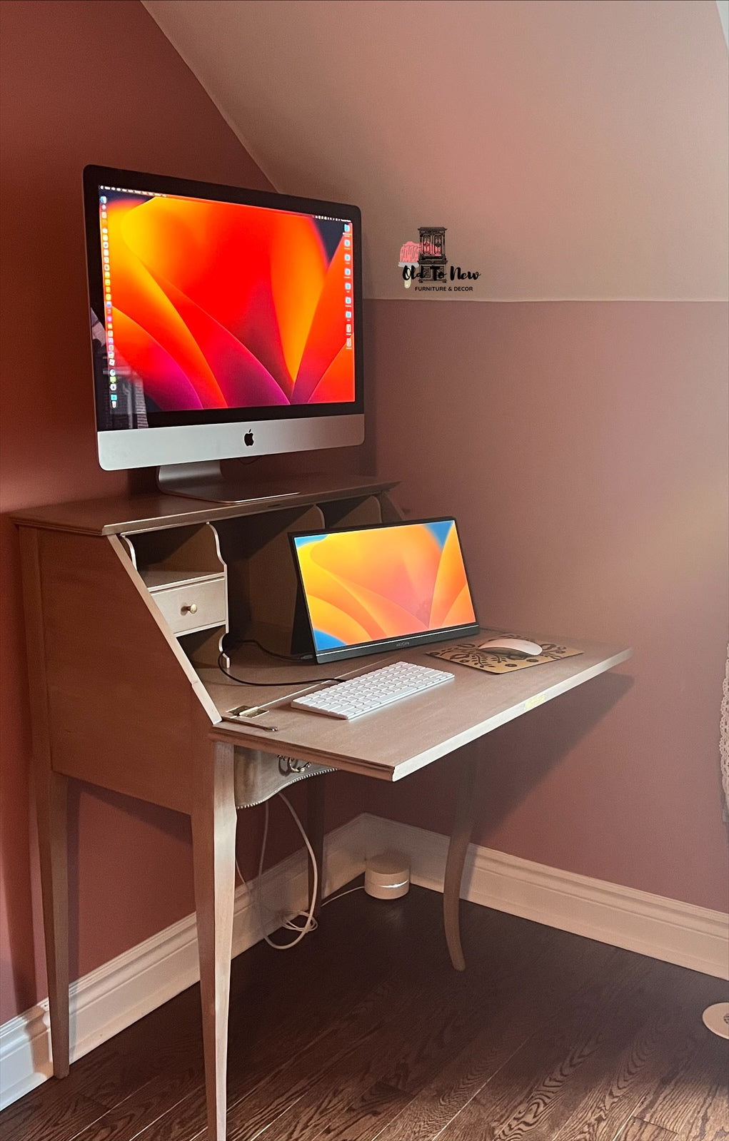 Natural Bare-Wood Secretary’s Desk