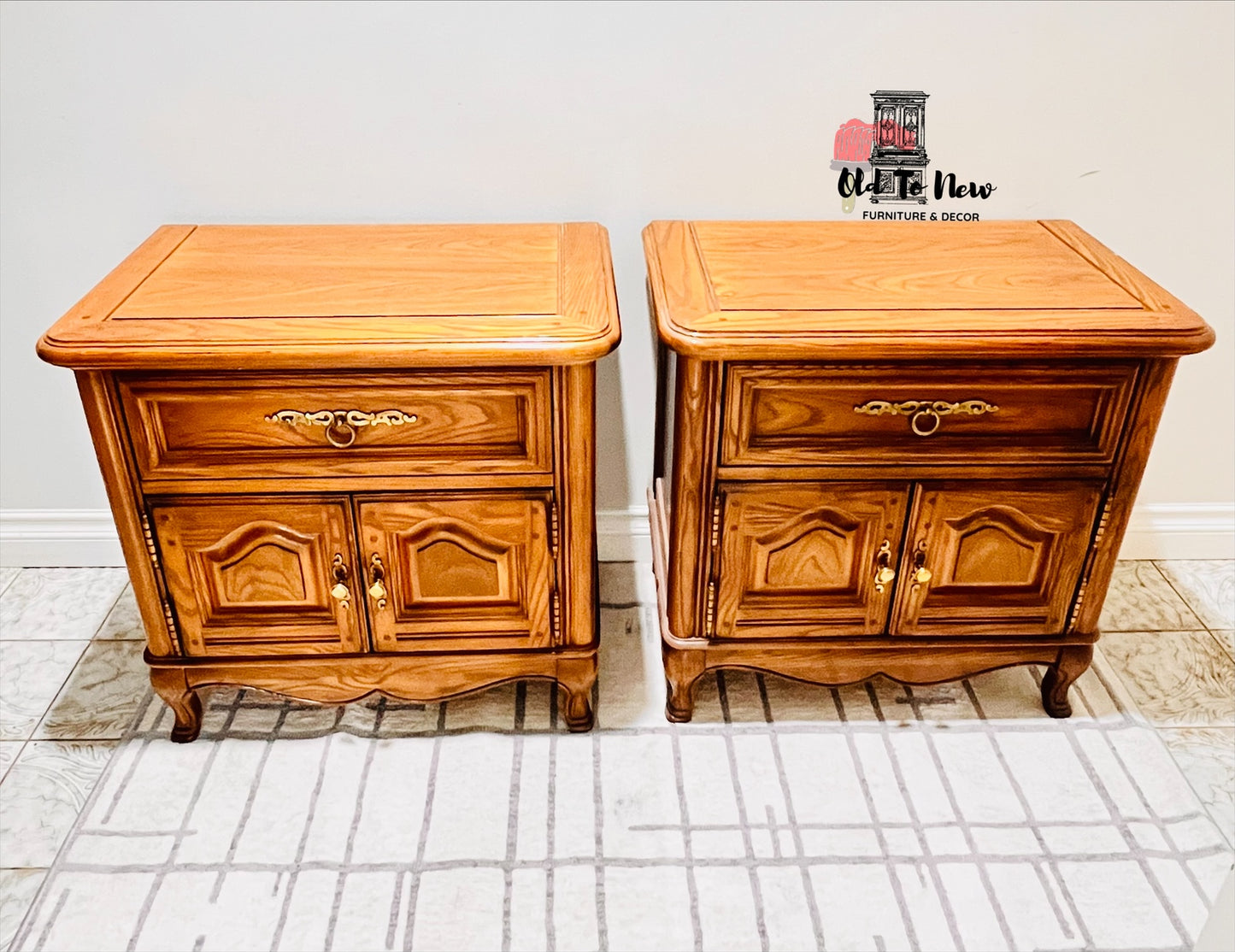 Large French Provincial Wooden End Tables