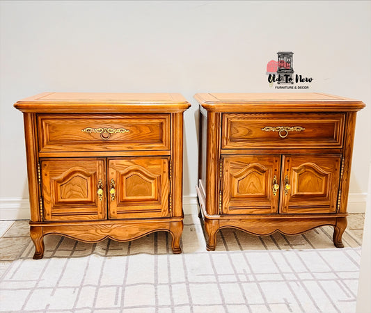 Large French Provincial Wooden End Tables