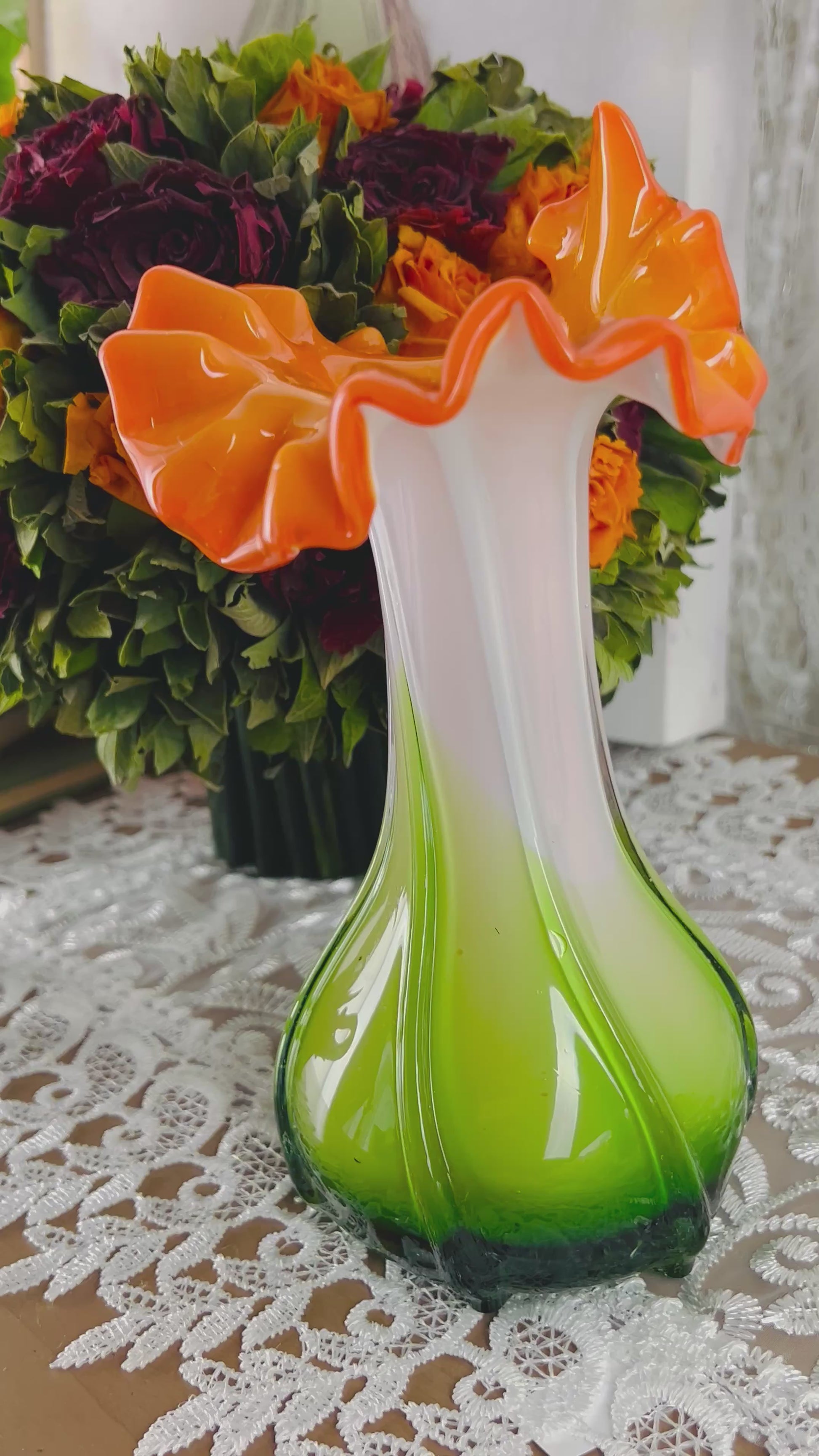 Murano Style Hand Blown Glass Vase