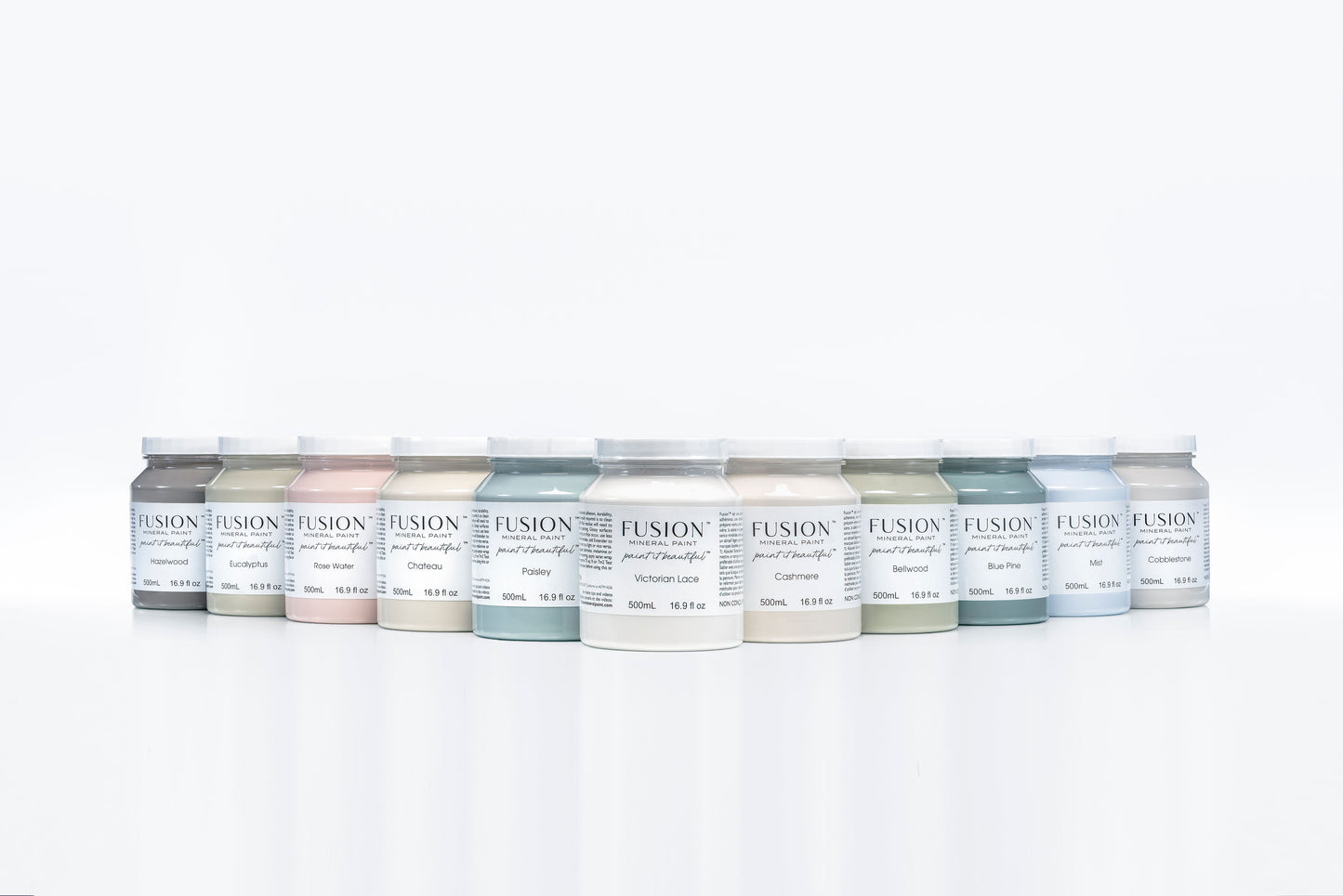 Fusion Mineral Paint Several Colors on Display.