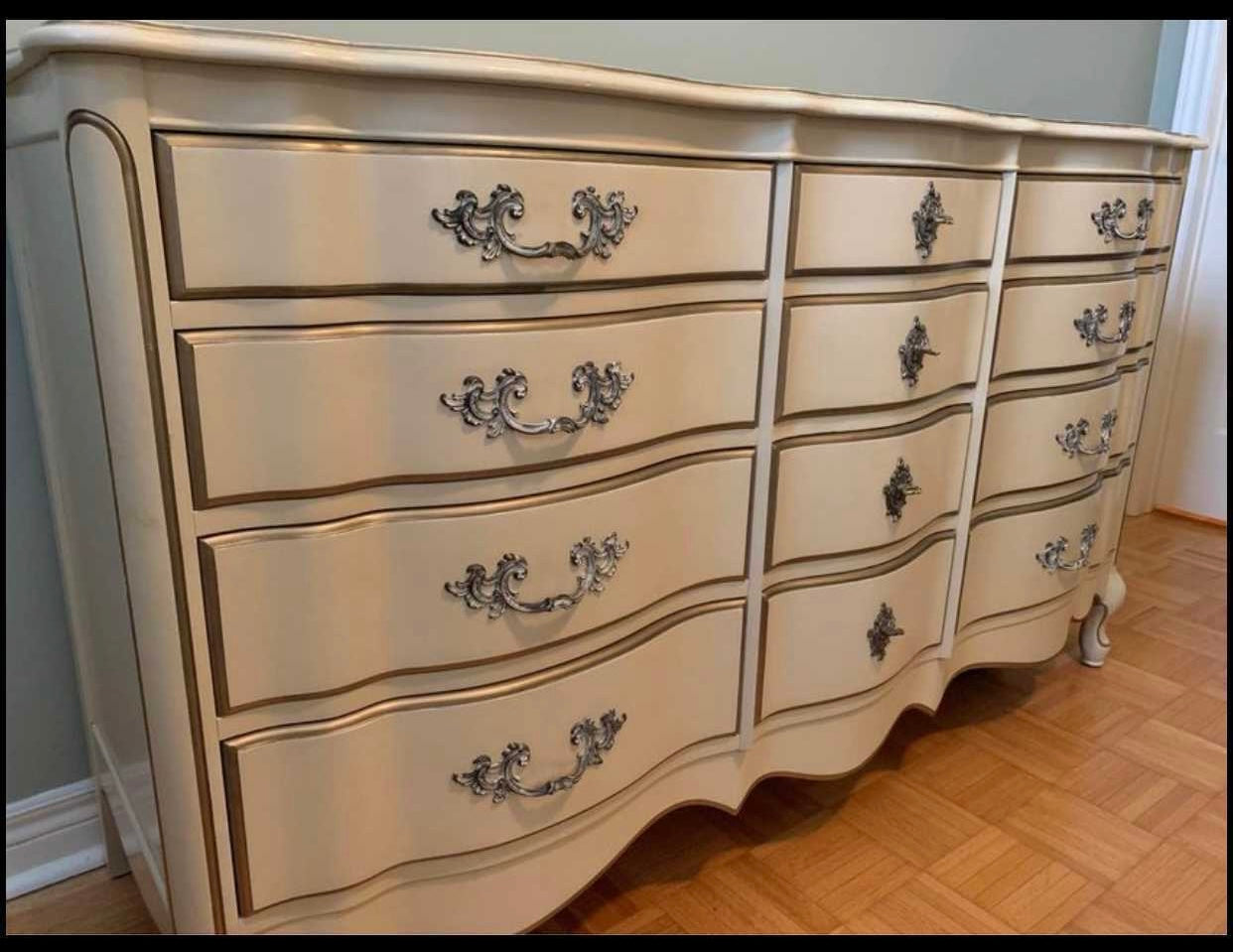 Luxurious Black and Silver 9 Drawer Dresser Painted with Coal Black from Fusion Paints