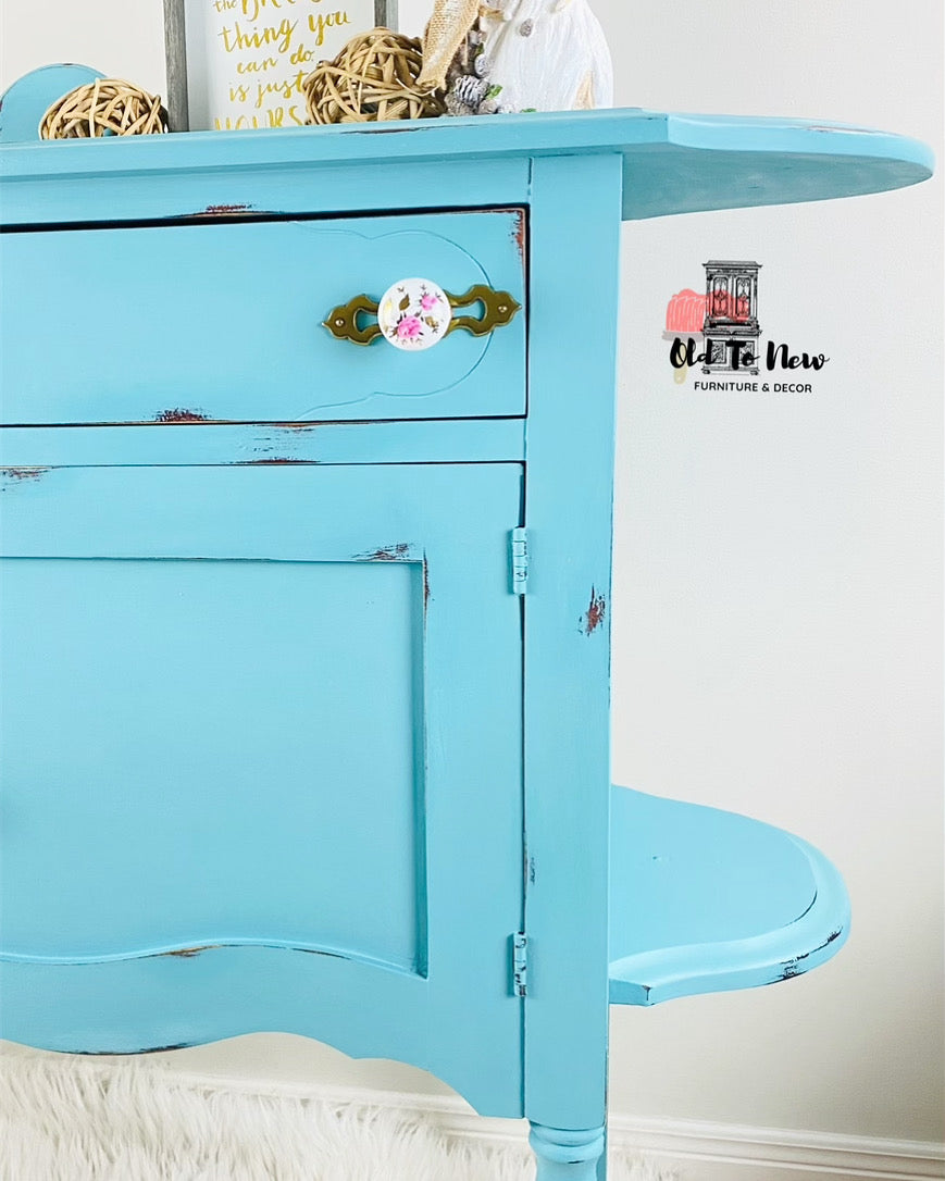 Antique Sideboard Painted Tiffany Blue with Provence From Annie Sloan