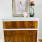 Wood and White Chalk Painted 3 Drawer Dresser