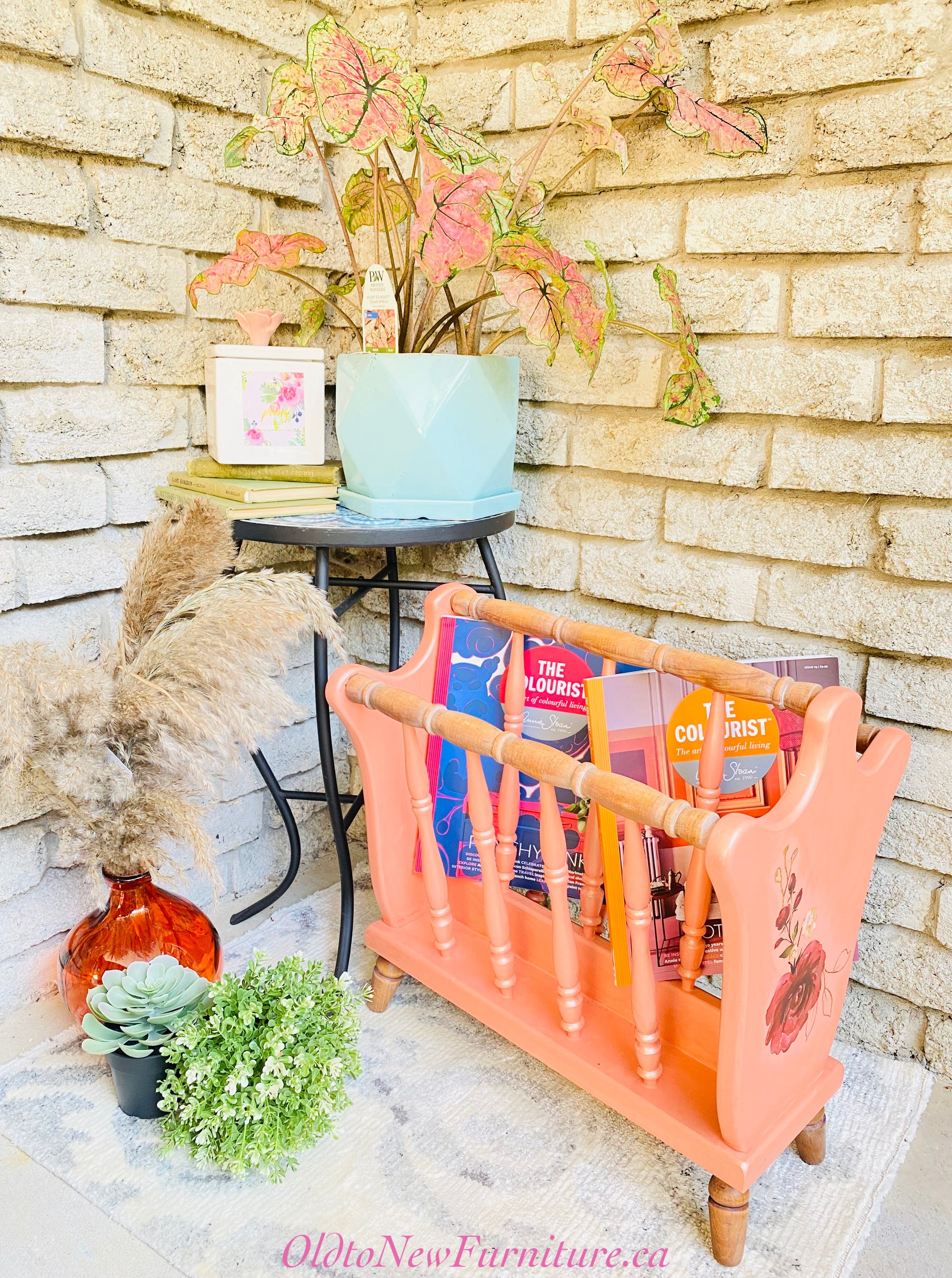 Vintage Wooden Magazine Newspaper Holder, Home Accents