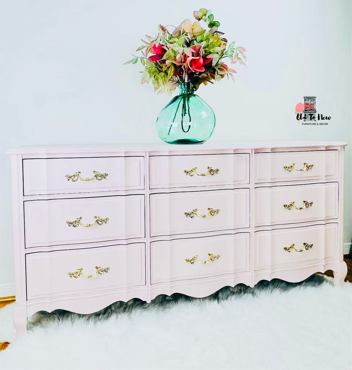 Gorgeous 9 Drawer Malcolm Dresser Painted Delicate Pink With Fusion Mineral Paint