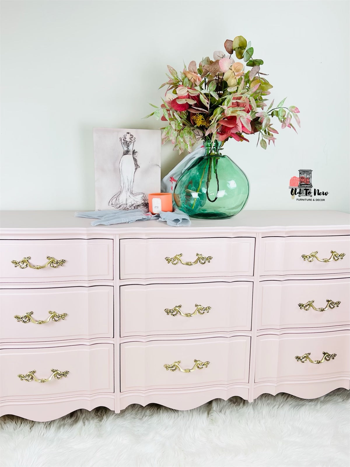 Gorgeous 9 Drawer Malcolm Dresser Painted Delicate Pink With Fusion Mineral Paint