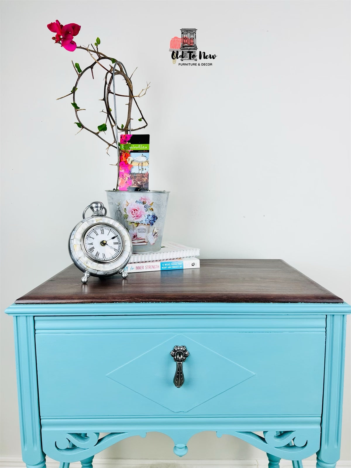 Antique Turquoise Blue Console Table Painted with Annie Sloan Chalk Paint