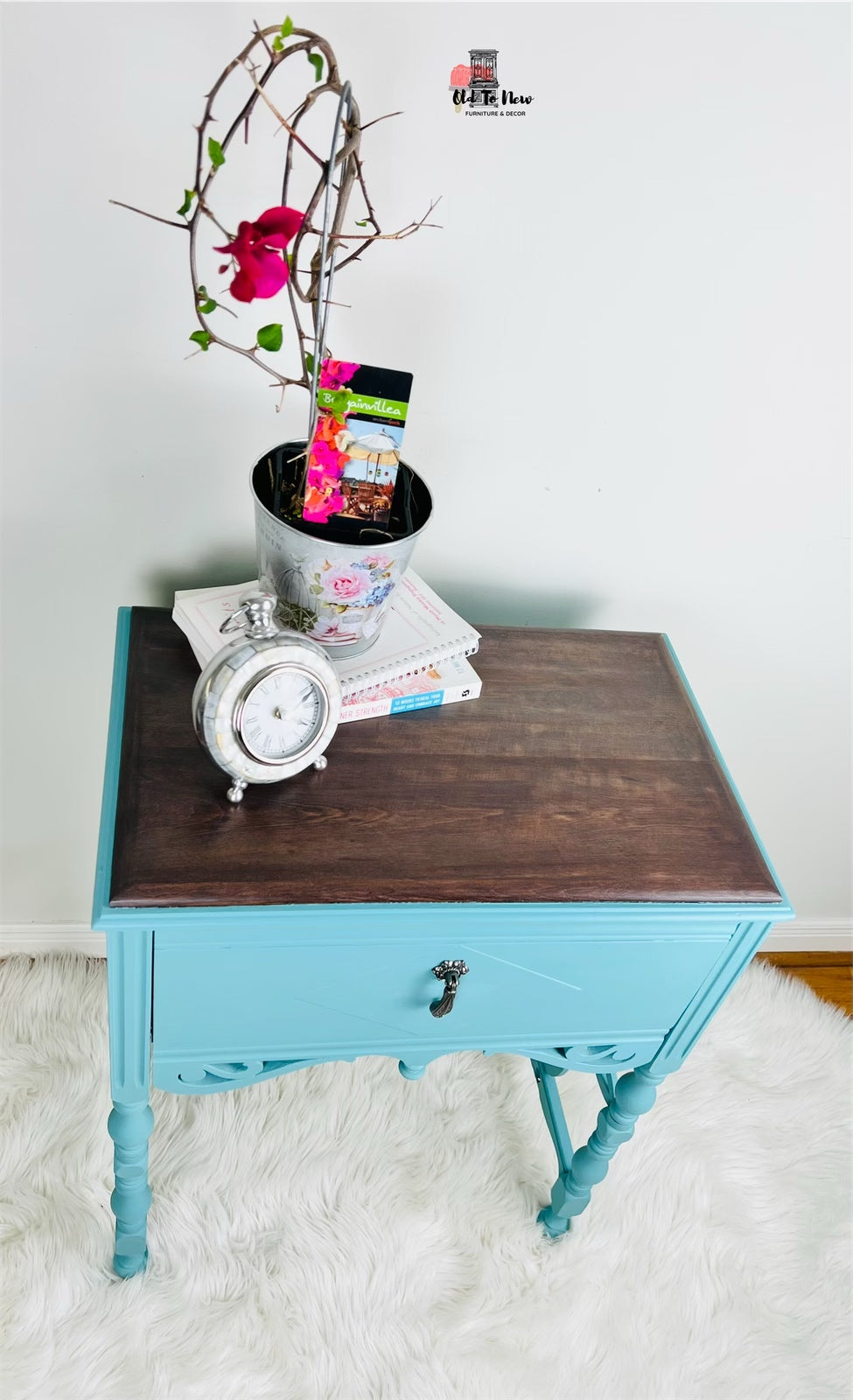 Antique Turquoise Blue Console Table Painted with Annie Sloan Chalk Paint