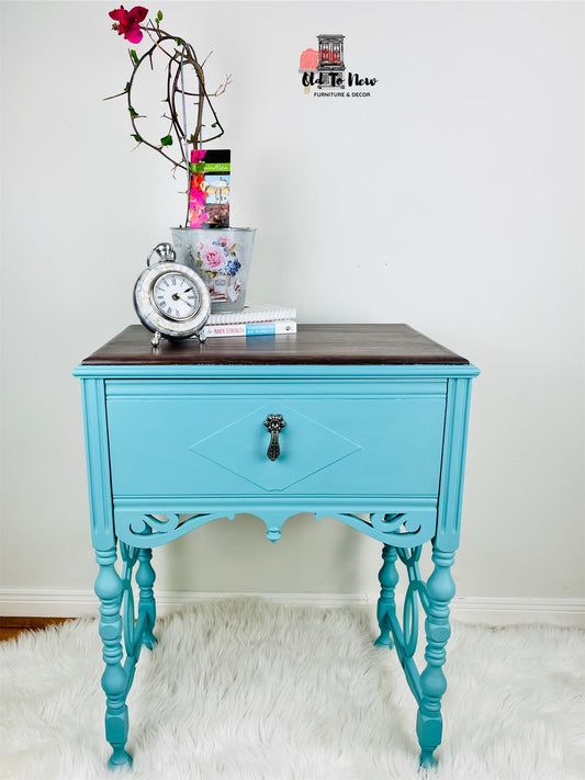 Antique Turquoise Blue Console Table Painted with Annie Sloan Chalk Paint