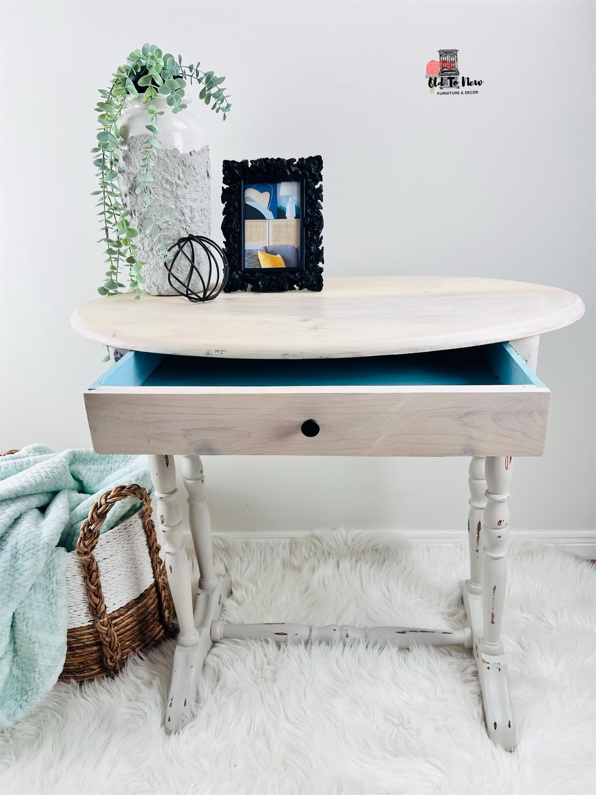 Single Drawer Antique Modern Farmhouse Accent Table Painted With Annie Sloan Chalk Paint