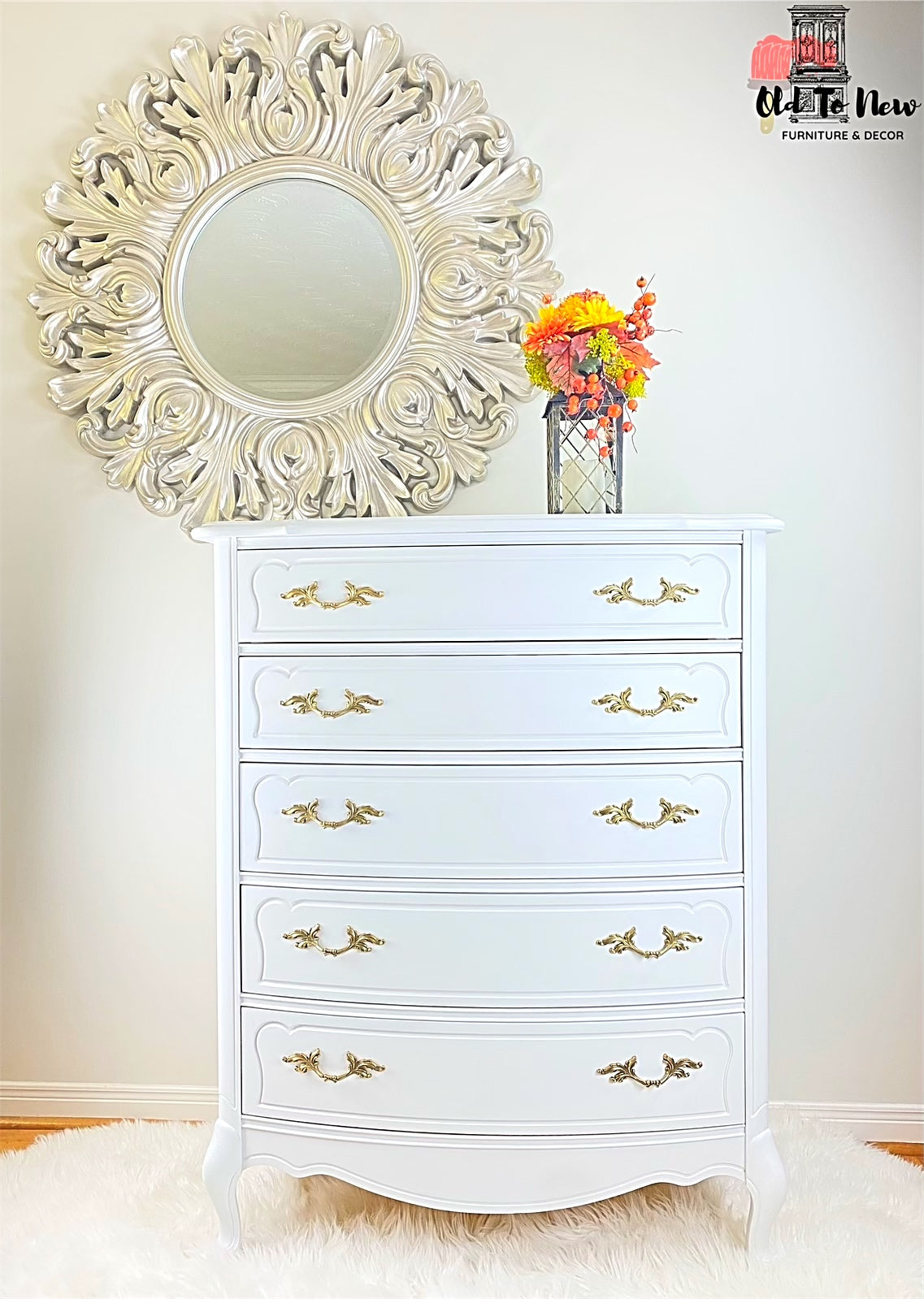 Classical White French Provincial Dresser Armoire Painted With Victori – Old to New Furniture