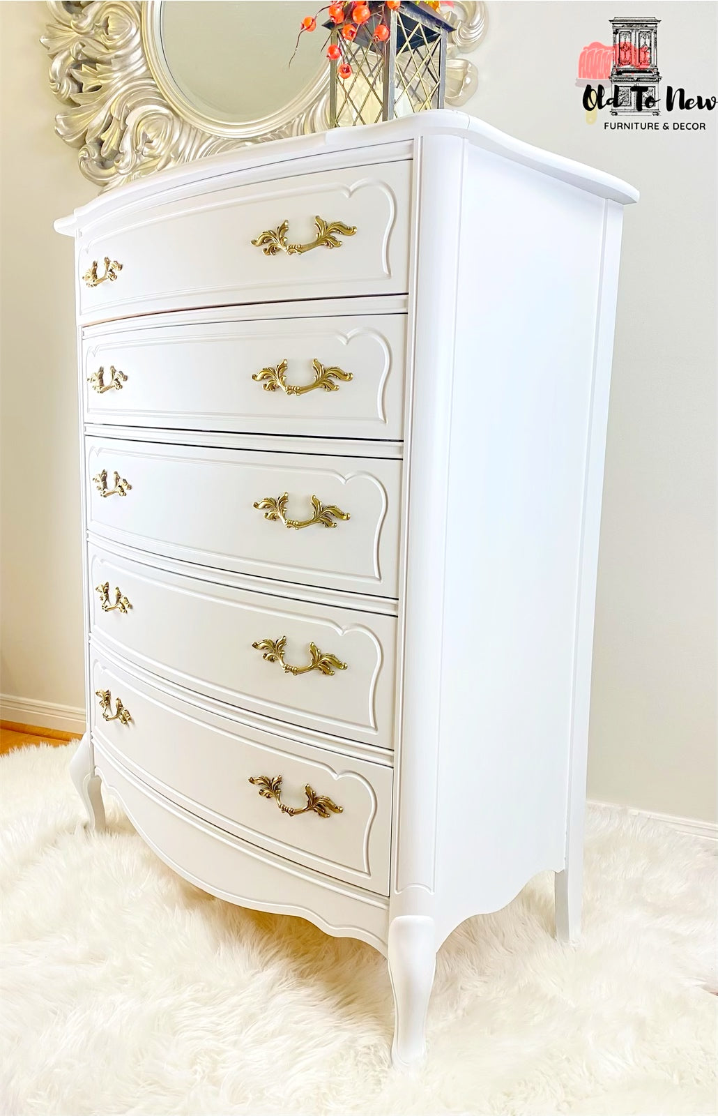 French Provincial Tall Dresser Armoire Painted With Victorian Lace Fusion Mineral Paint at oldtonewfurniture.ca