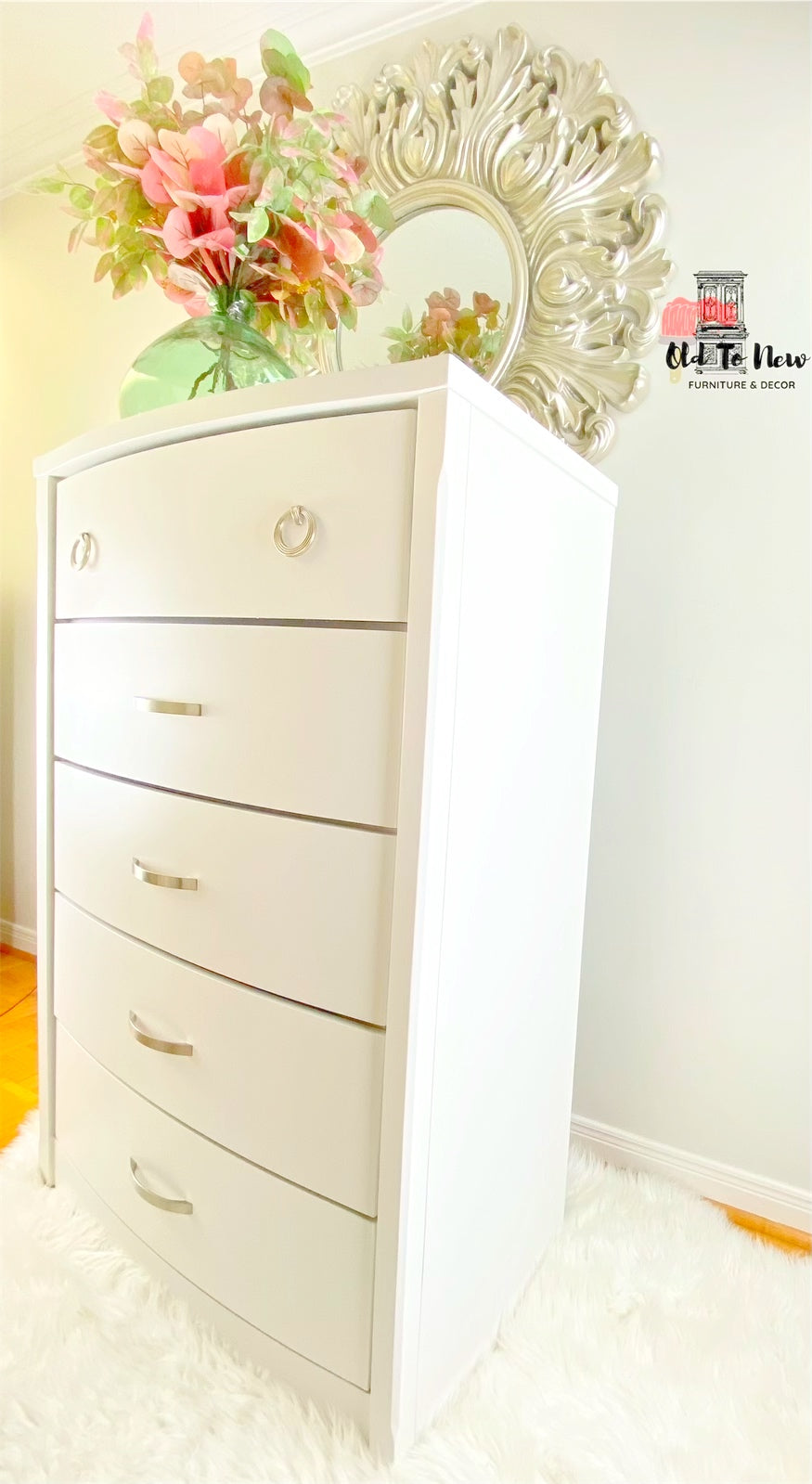 Tall 5 Drawer Armoire Dresser Painted White With Victorian Lace From Fusion Mineral Paint