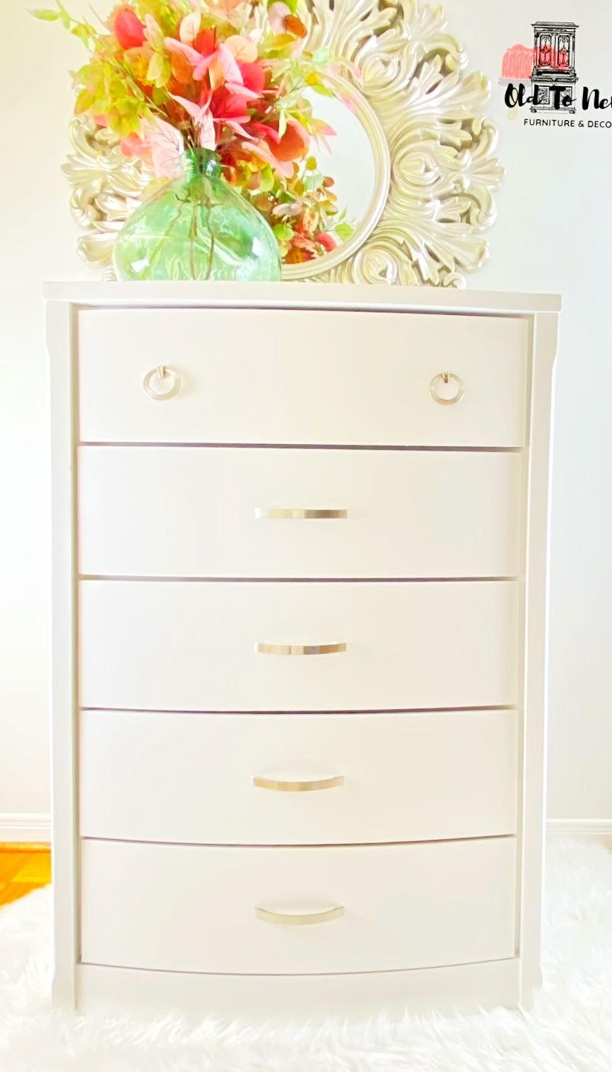 Tall 5 Drawer Armoire Dresser Painted White With Victorian Lace From Fusion Mineral Paint