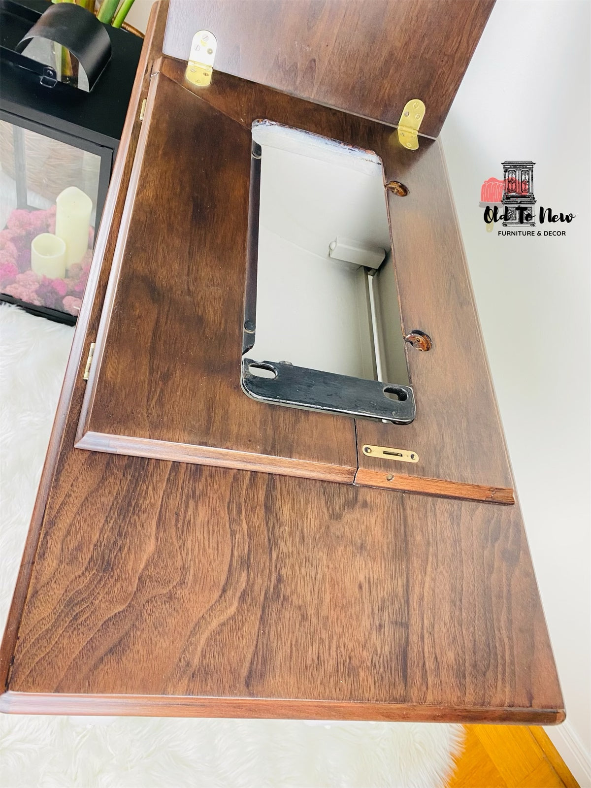 Professionally Refinished Antique Singer Sewing Machine; Painted Beige With Annie Sloan Chalk Paint