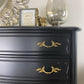 Professional Refinished Antique French Provincial Tall Dresser Armoire Painted with Coal Black from Fusion Mineral Paint