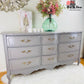 9 drawer French Provincial  Dresser Painted Grey; Fusion Mineral Paint Hazelwood Color