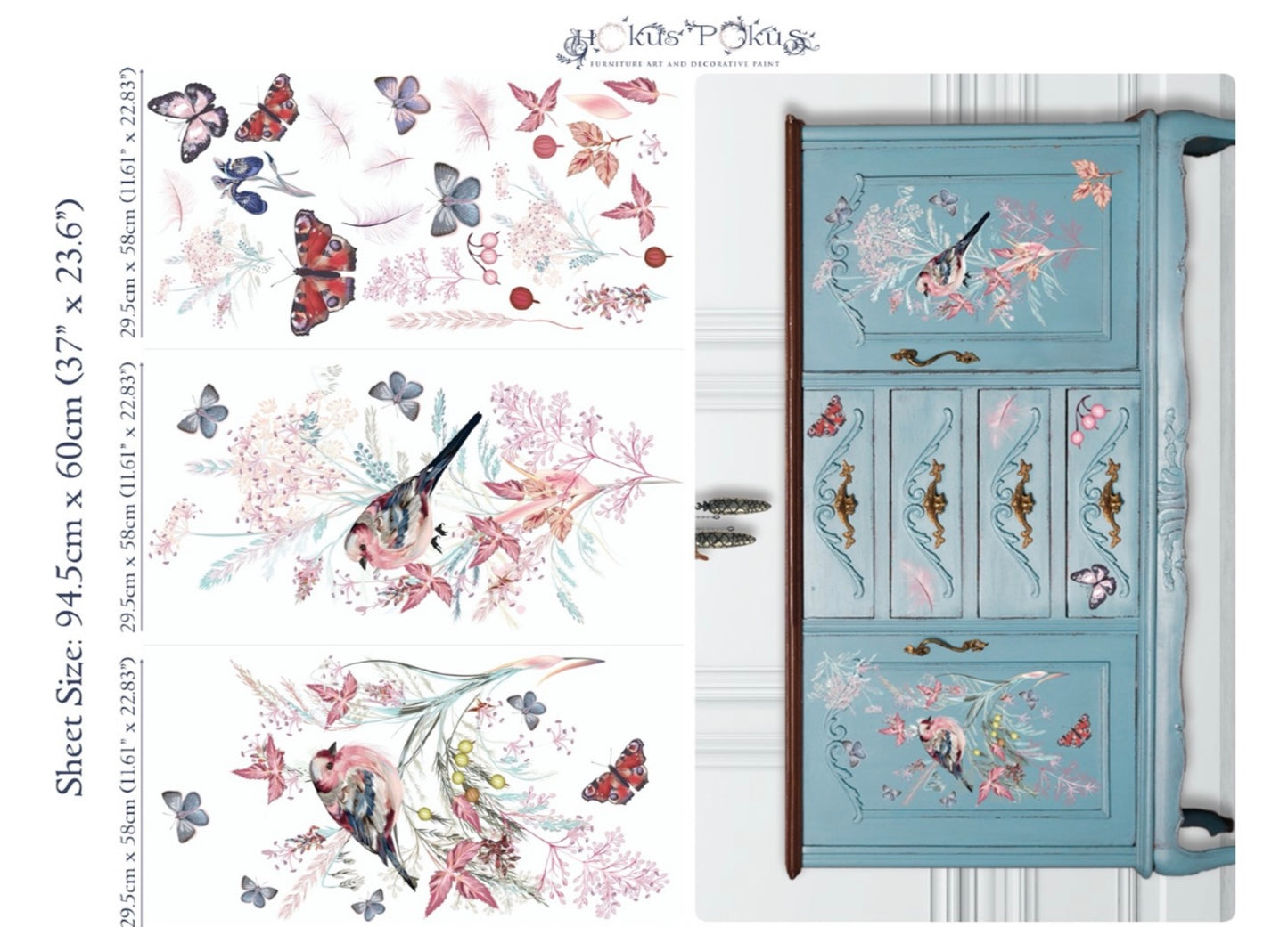 Hokus Pokus Transfer - Oiseau Rose Furniture Transfer