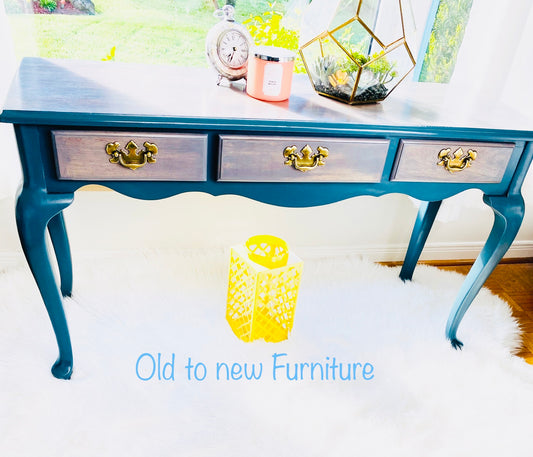 Refinished Entry, Hall Way Table Painted Blue