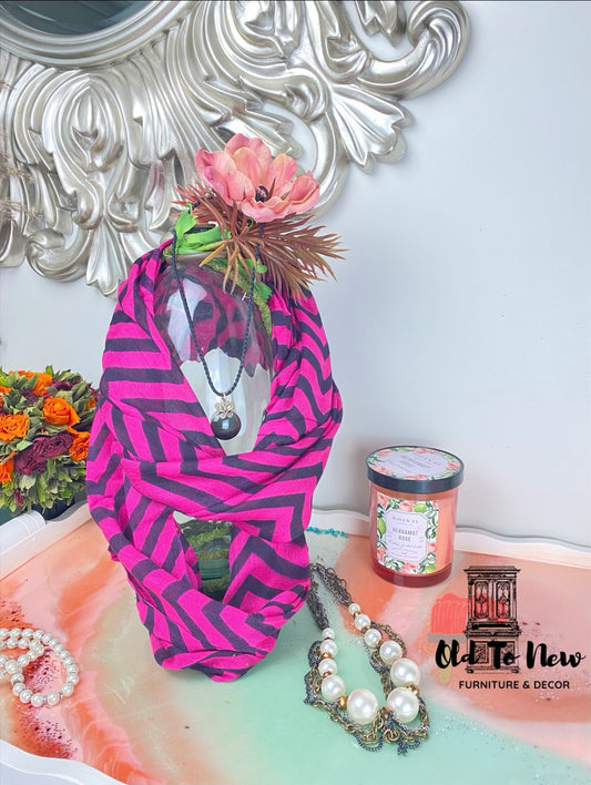 Chevron Scarf; Zigzag Pink and Black Infinity Scarf; Just In Time For Fall & Winter