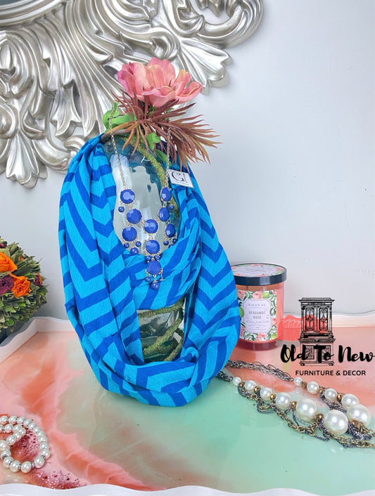 Blue Chevron Infinity Scarf
