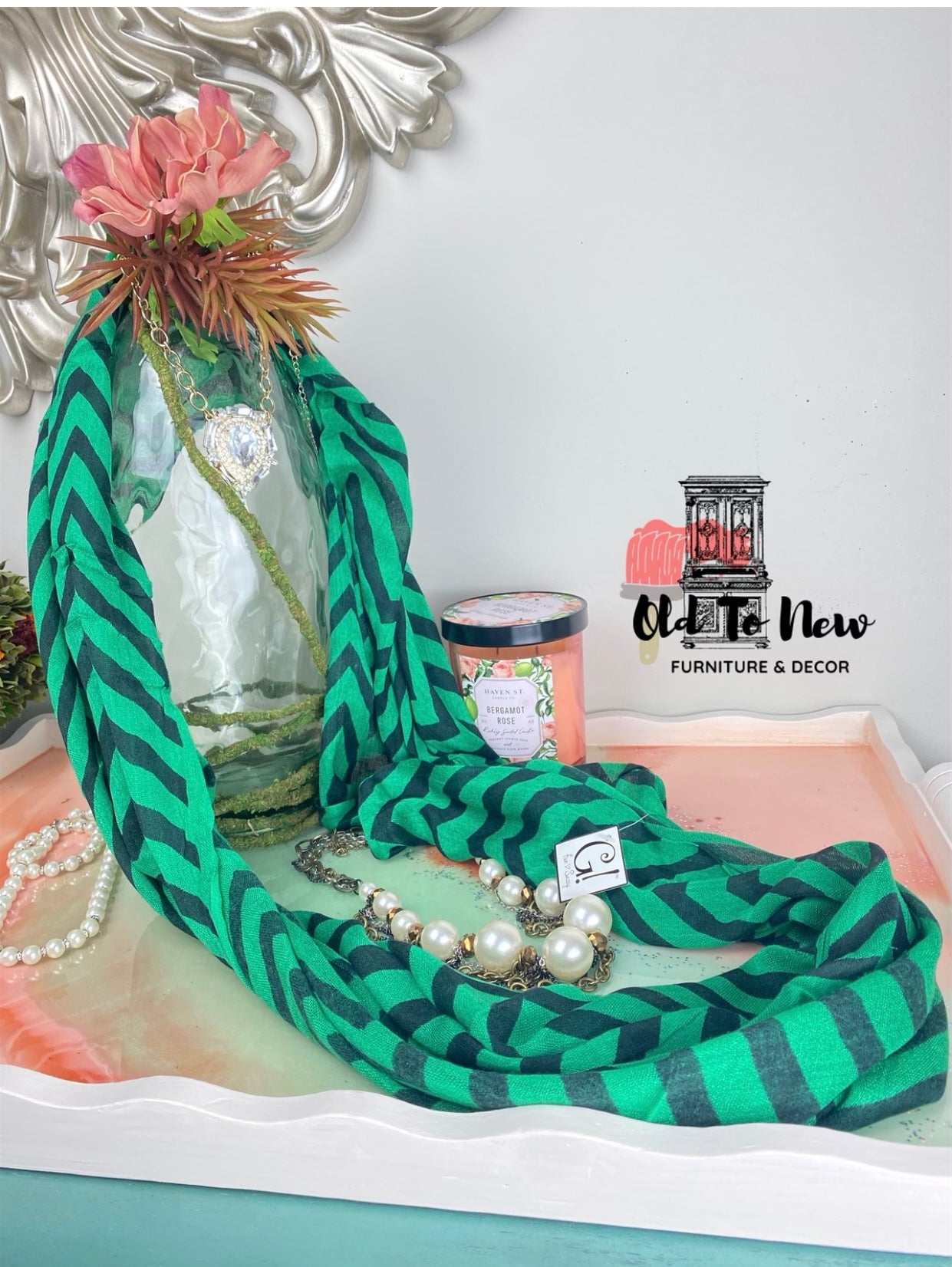 Green Chevron Infinity scarf