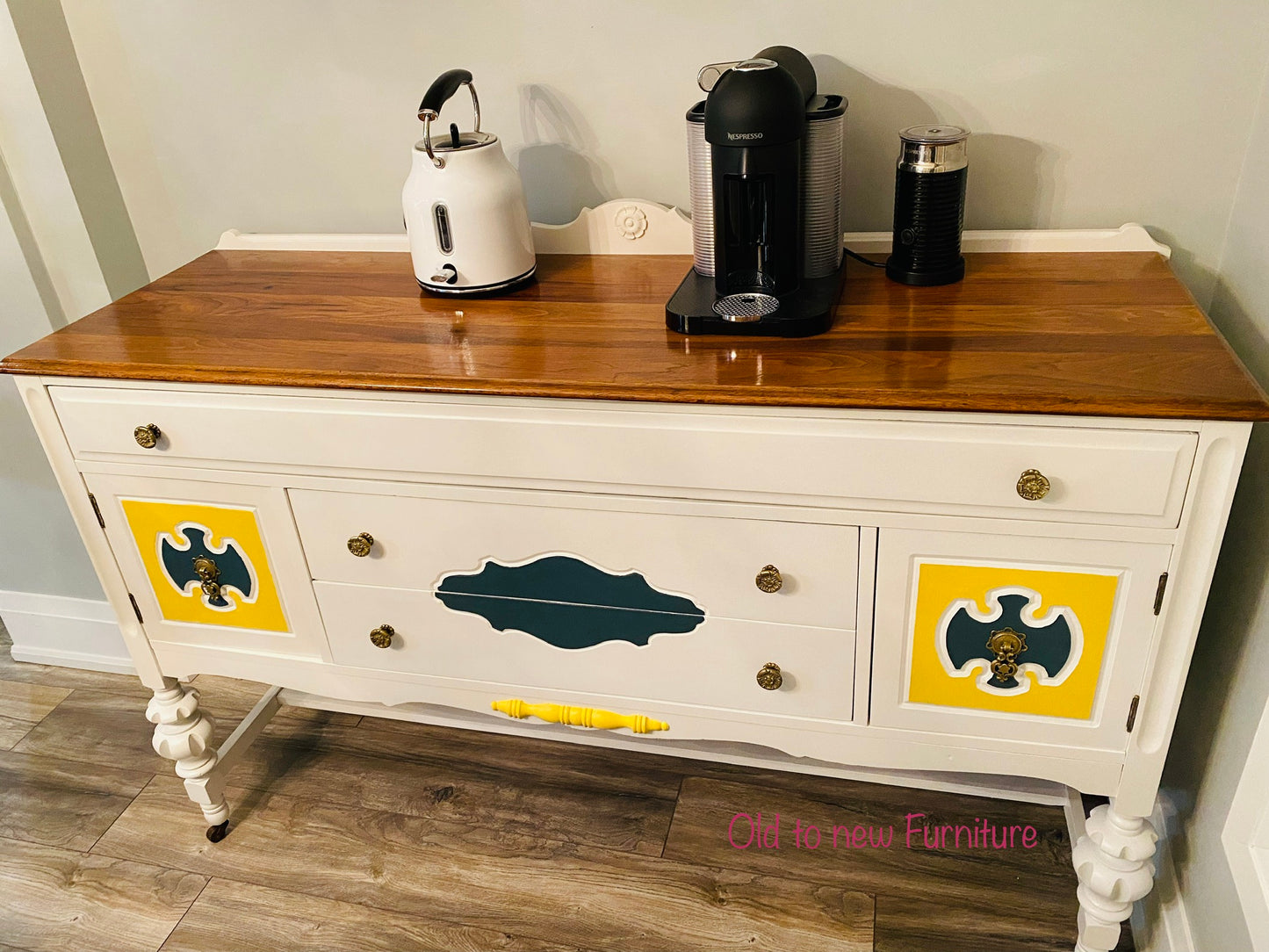 Custom Refinished Mediterranean Jacobean Sideboard Painted With Fusion Mineral Paint