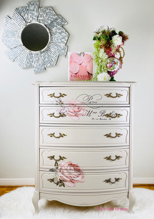 Spectacular Five Drawer French Provincial Armoire Painted Taupe With Fusion Mineral Paint
