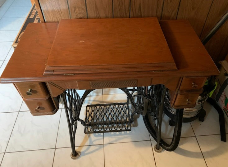 Professionally Refinished Antique Singer Sewing Machine; Painted Beige With Annie Sloan Chalk Paint