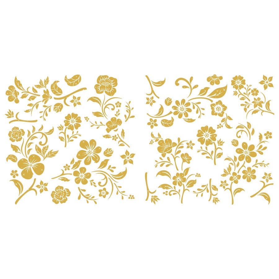 Hokus Pokus; Metallic Gold Foils – Blooms – 2 Sheets, Old to New Furniture & Decor
