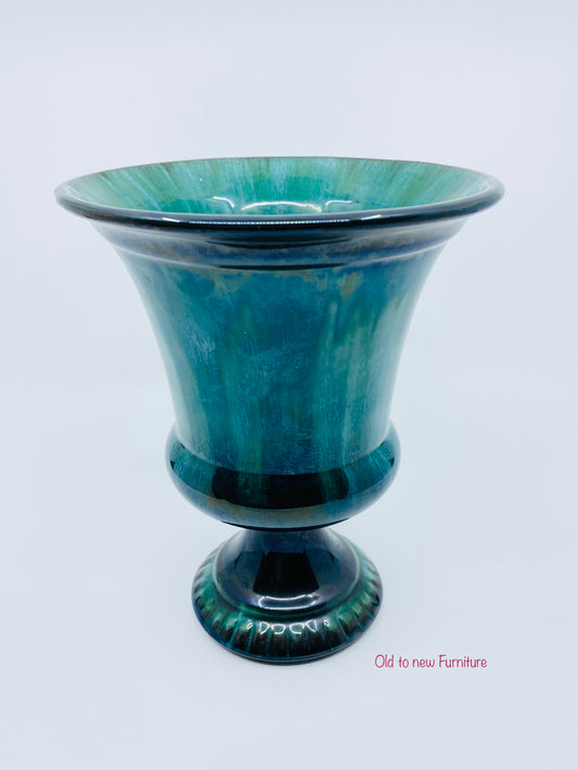 Blue Mountain Pottery Gorgeous Shades of Blue Glazed Pedestal Vase
