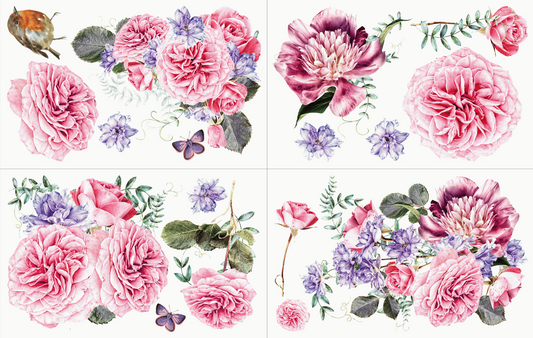 Le Bouquet, Floral Rub on Transfer- Old-to-New-Furniture-&-Decor