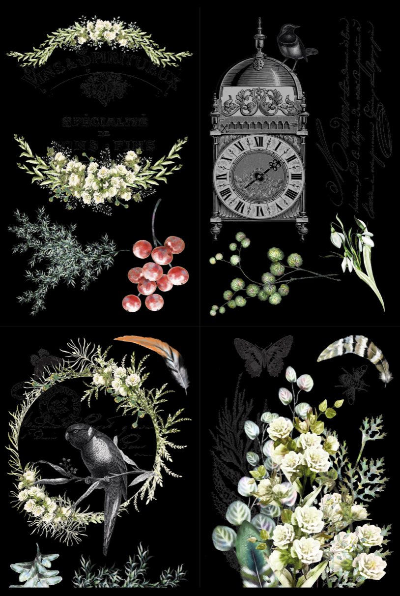 Hokus Pokus L'horloge rub on transfer on black background |Old to New Furniture , Hamilton