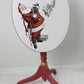 Christmas Accent Table with Santa Transfer, Red, White and Gold; When Christmas Comes